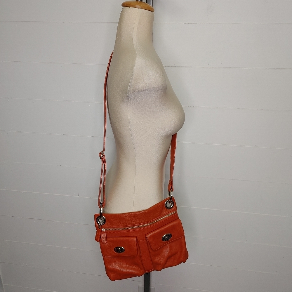 Danier Orange Pebbled Leather Crossbody Bag